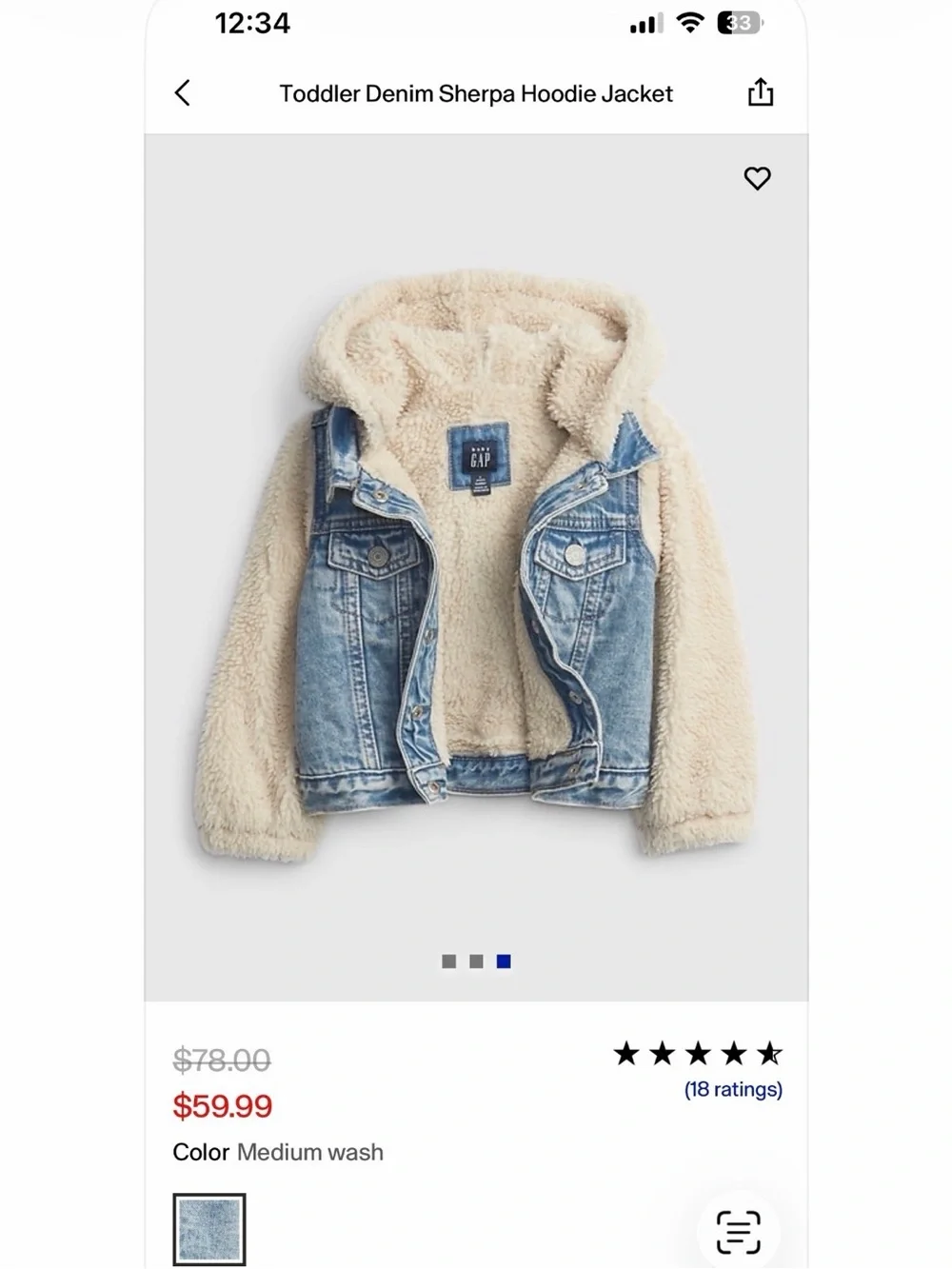 GAP Kids Cream Sherpa denim jacket
